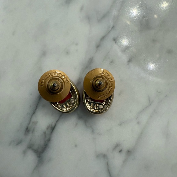 Vintage Liz Claiborne Necklace & Earrings 16-18”  Red Pendants Gold Tone Jewelry - Picture 4 of 5